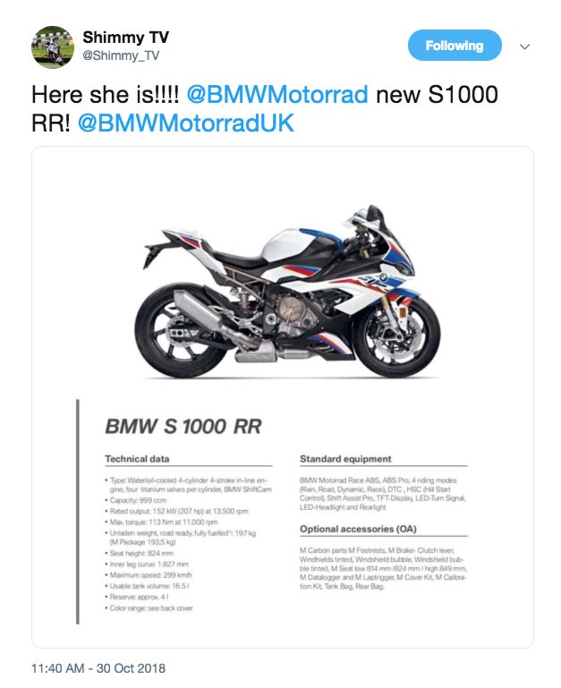 19 Bmw S1000rr Specs Leaked Online Drivemag Riders